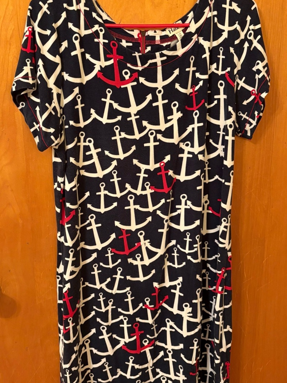 Hatley Navy Dress with White and Red Anchor Print